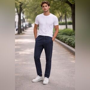 Marine Layer Men's Casual Pants Size
Small Navy Blue Elastic Waist Chin
